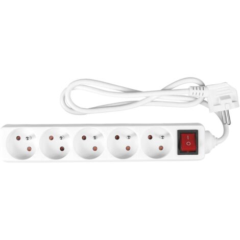 EXPERT LINE - MULTIPRISE ÉLECTRIQUE 5 PRISES, PRISE MULTIPLE - BLOC MULTIPRISE ÉLECTRIQUE 5 PRISES + INTERRUPTEUR, RALLONGE MULT