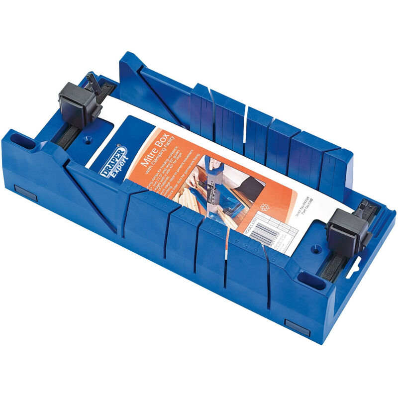 Draper Tools Draper Expert Clamping Mitre Box 09789 – Heavy-Duty Miter Sawing Jig with Clamping Facility, 367mm x 116mm x 70mm