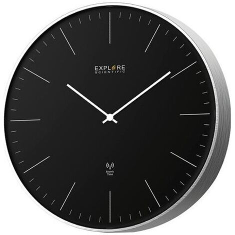 Explore Scientific RAC1001 Orologio a Parete 25cm Radiocomandato Design Contemporaneo Senza Numeri Metallo-Nero