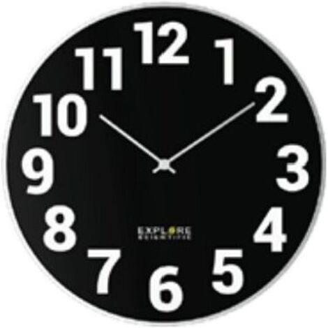 Explore Scientific RAC1003 Orologio a Parete 25cm Radiocomandato Design Contemporaneo con Numeri Metallo-Nero