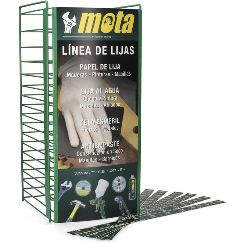 Présentoir gratuit pour les feuilles abrasives mota. gratuit pour l'achat de 300€ euros de feuilles abrasives mota.