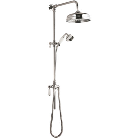 Exposed Grand Rigid Riser Shower Kit with Fixed Head & Handset  - Chrome/White
