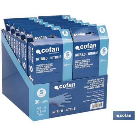 EXPOSITOR CAJA 30 UNDS. GUANTES NITRILO T-S