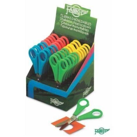 EXPOSITOR DE 20 TIJERAS 13 CM. ESCOLARES 4 COLORES FAIBO TE13E