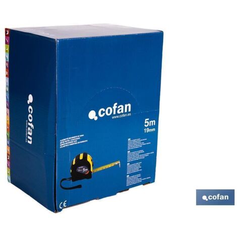 expositor de flexómetros con protección de goma 19 mm x 5 m 12 uds.