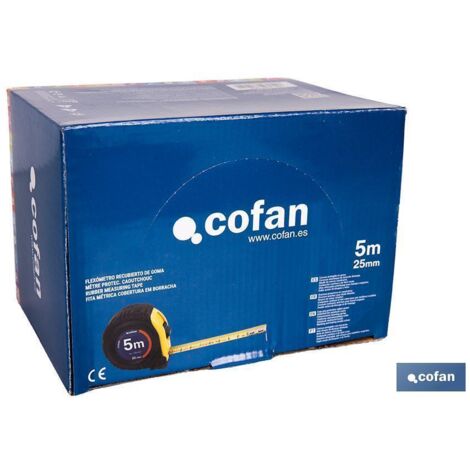 expositor de flexómetros con protección de goma 25 mm x 5 m 6 uds.