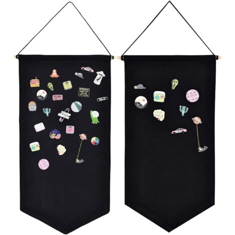 Expositor de joyas y broches de lona para pared (negro, 2 unidades)