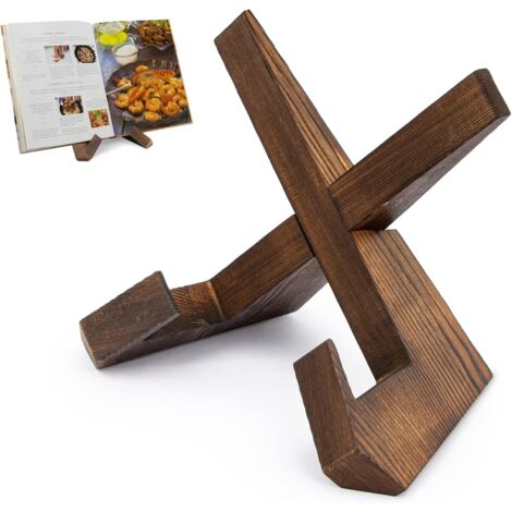Expositor de libros de cocina de madera, expositor de libros de cocina para cocina, cocina de estilo rústico, encimera de cocina