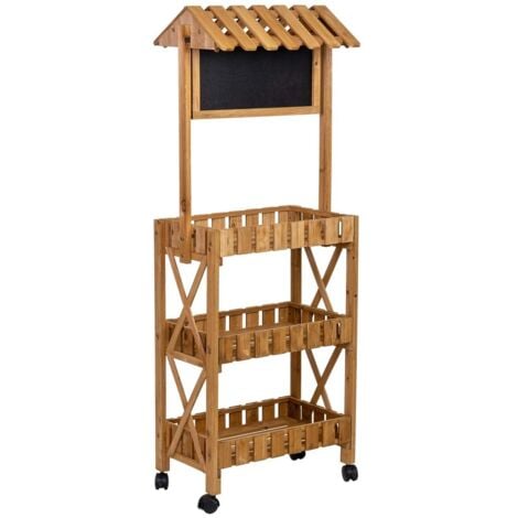 WANDERLUST DECO Expositor-estantería de madera con 3 bandejas 56x32x148h cm