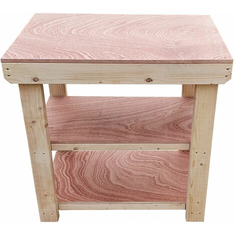 Express Workmate, Wooden Workbench Range, Eucalyptus 18mm,  3ft(90cm), Double shelf