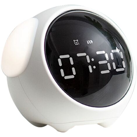 Expression Clock Cute Dog Shape Multifunctional LED Digital Alarm Clock Voice Activated Night Light White
