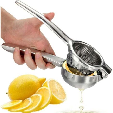 Exprimidor de limones manual irrompible fabricado en acero inoxidable (libre de BPA) para obtener el máximo jugo, apto para lavavajillas (acero inoxidable)