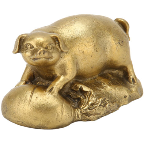 Exquisite und niedliche Messingschweinestatue, die das Zusammentreffen von Reichtum symbolisiert, eine Glücksschweinestatue, eine Tierstatue für Büro, Bibliothek oder Esstisch.