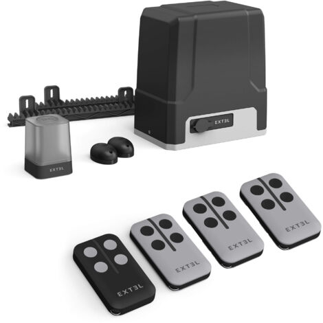Extel – Kit de motorisation pour portail coulissant max 8m/500kg – Motorisation connectée XC500 – 2 télécommandes + notification d'état