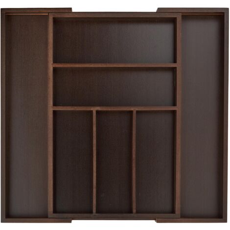 Extendable Bamboo Cutlery Tray 5-7 Compartments Drawer Organizer