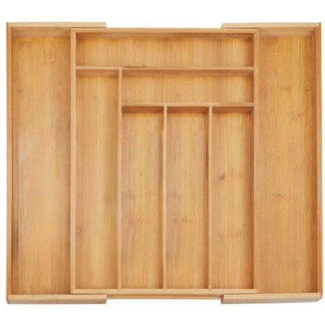 Extendable bamboo cutlery tray
