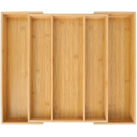Extendable Bamboo Cutlery Tray Drawer Organizer Versatile Storage