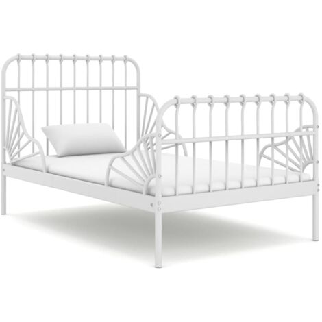 Extendable Bed Frame  White  Powder-coated metal  Single vidaXL