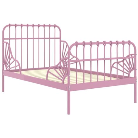 Extendable Bed Frame without Mattress Pink Metal 80x130/200 cm vidaXL
