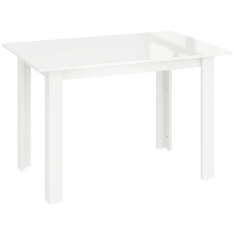Extendable Dining Table, 120-160 x 70cm Rectangular Kitchen Table for Small Spaces, Seats 4-6 People, High Gloss White