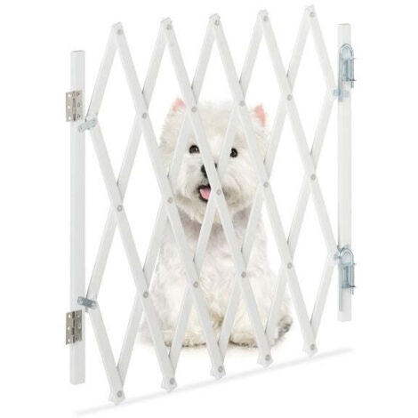 Extendable dog barrier in white