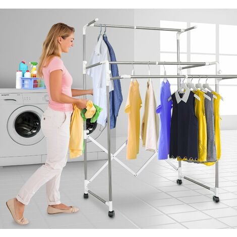 HYFIVE Extendable Garment Clothes Rail - Triple Rail Storage