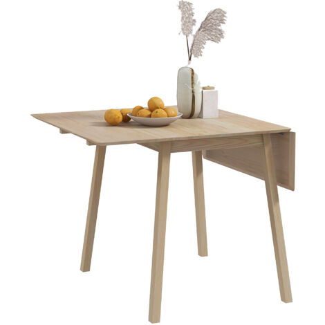 Extendable Kitchen Table for 2-4, Folding Drop Leaf Dining Table, Natural