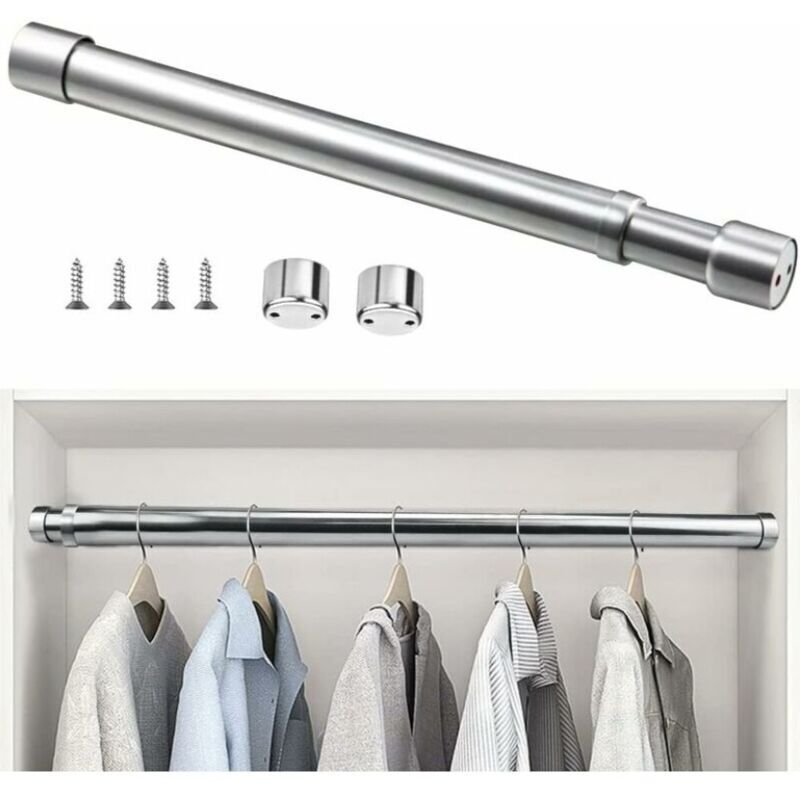 Extendable Stainless Steel Wardrobe Rail 33cm to 51cm Adjustable Telescopic Curtain Rod Anti-corrosion Extendable Wardrobe Tube