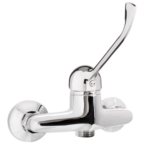 Extended Lever Chrome Plated Wall Mounted Tap Shower Mixer Easy Usable