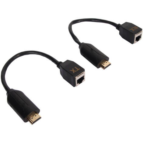 Extendeur HDMI 1080p, peut étendre jusqu'à 60 mètres via un câble Ethernet Cat5e/Cat6 - émetteur/récepteur RJ45, adaptateur secteur 100-240V, prise US.