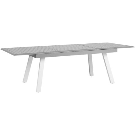 Extending Aluminium Garden Table Metal Grey Glossy Slatted Top Outdoor Pereta