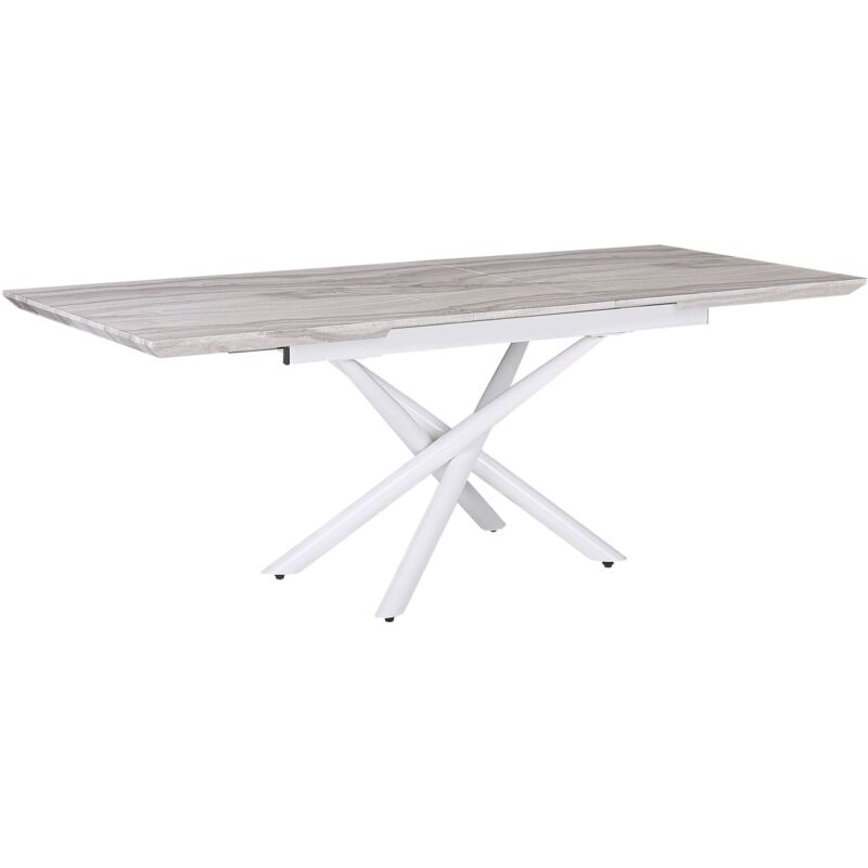 Beliani - Rectangular Dining Extending Table 160/200 X 90 Cm Mdf Marble Effect Moira