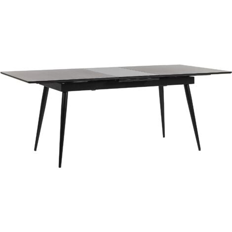 Extending Dining Table 160/200 x 90 cm Rectangular for 6 People Black Maldon
