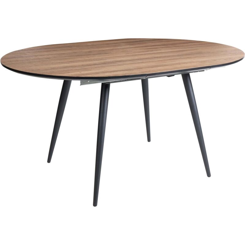Beliani - Extending Oval Round Dining Table Modern Industrial Metal Legs Brown Seniac