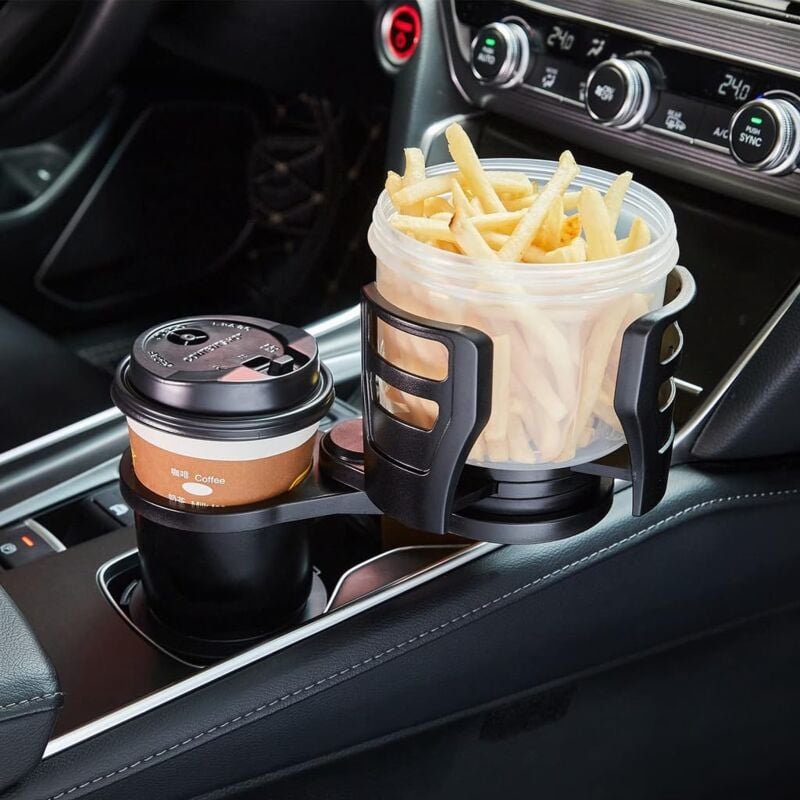 Ensoleille - Extenseur de porte-gobelet de voiture, tasse à café, bras réglables et base extensible, accessoires d'insertion de voiture, flacons de