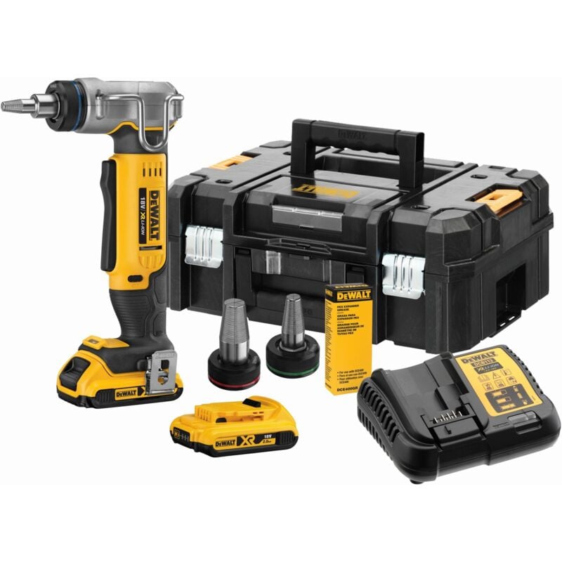 DCE400D2-QW-Expander de Tube xr 18V avec 2 batteries Li-Ion 2Ah, y compris tête Ø16,20 et 25mm et mallette tstak. - Dewalt