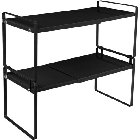 Extensible para Microondas Estante 36-60cm, Organizador Cocina Estanteria Cocina de 2 niveles,Estante para especias, Blanco