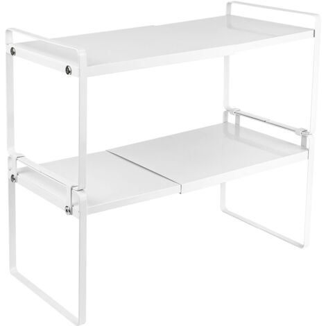 Extensible para Microondas Estante 36-60cm, Organizador Cocina Estanteria Cocina de 2 niveles,Estante para especias, Negro
