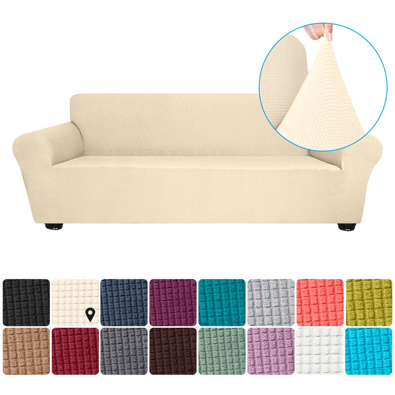 

Estiramiento funda de sofa Spandex antideslizante suave Sofa Sofa Cover, 4 plazas lavable para la sala para ninos Se aceptan, Beige