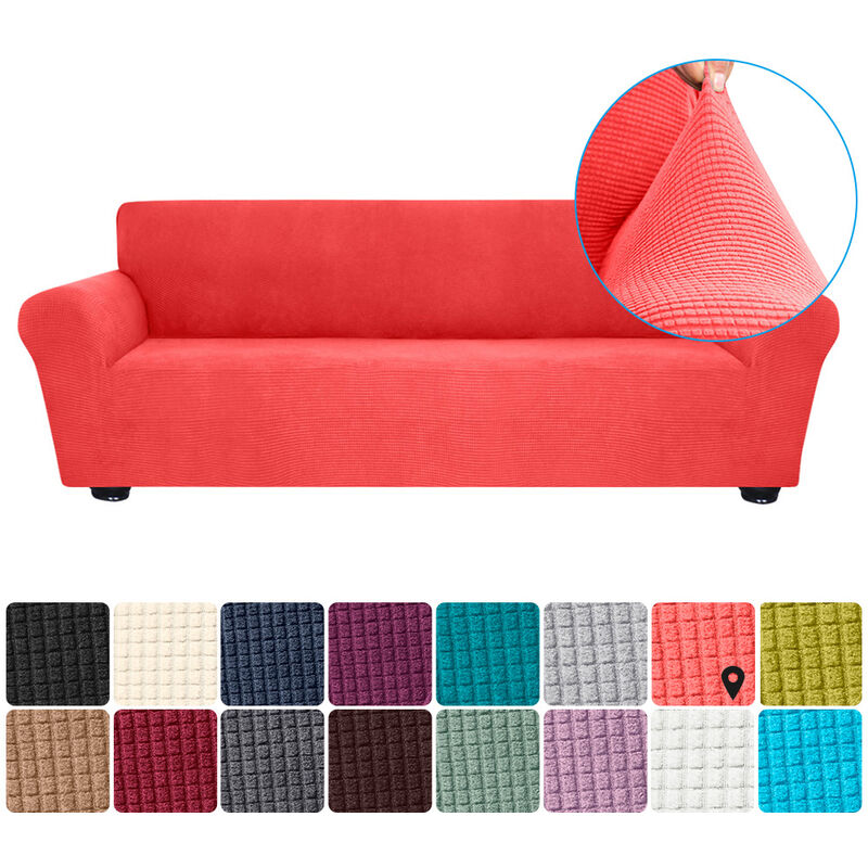 

Estiramiento funda de sofa Spandex antideslizante suave Sofa Sofa de 4 plazas cubierta lavable para la sala para ninos Se aceptan, Rojo Naranja