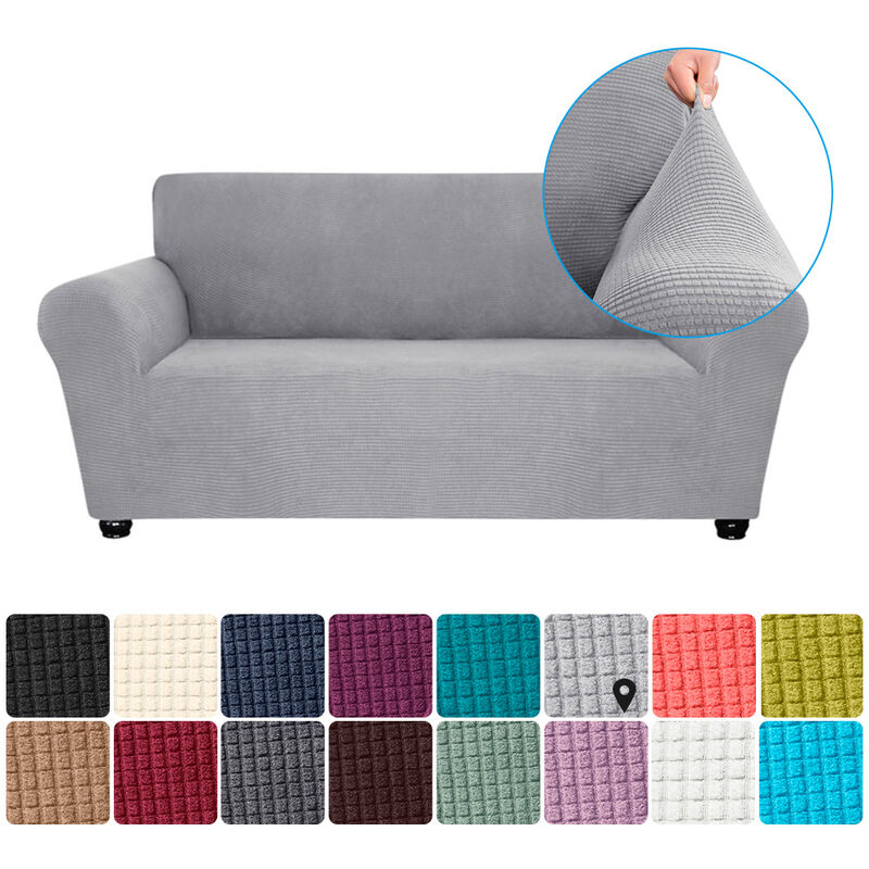 

Estiramiento funda de sofa Spandex antideslizante suave Sofa Sofa 2 plazas cubierta lavable para la sala para ninos Se aceptan, gris claro