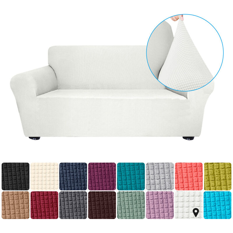 

Estiramiento funda de sofa Spandex antideslizante suave Sofa Sofa 2 plazas cubierta lavable para la sala para ninos Se aceptan, blanco