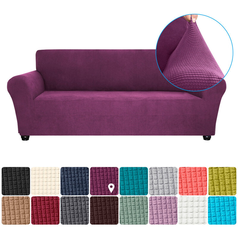 

Estiramiento funda de sofa Spandex antideslizante suave Sofa Sofa 3 plazas cubierta lavable para la sala para ninos Se aceptan, purpura oscura