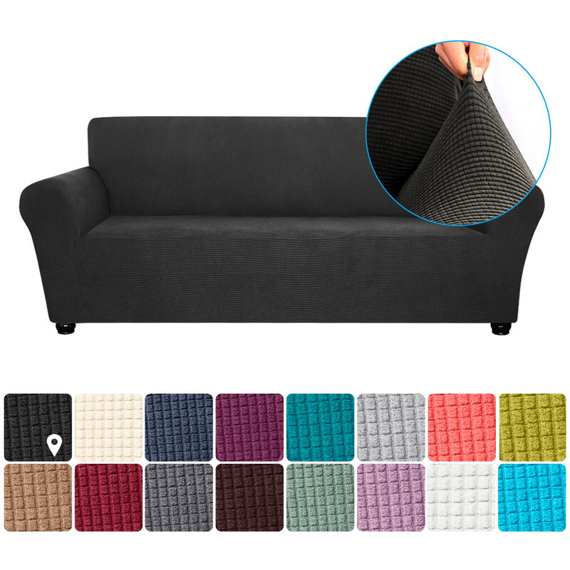 

Estiramiento funda de sofa Spandex antideslizante suave Sofa Sofa 3 plazas cubierta lavable para la sala para ninos Se aceptan, Negro