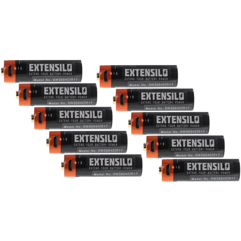 Extensilo - 10x Piles rechargeables aa mignon (aa) avec prise micro-USB (920mAh, 1,5V, Li-ion)