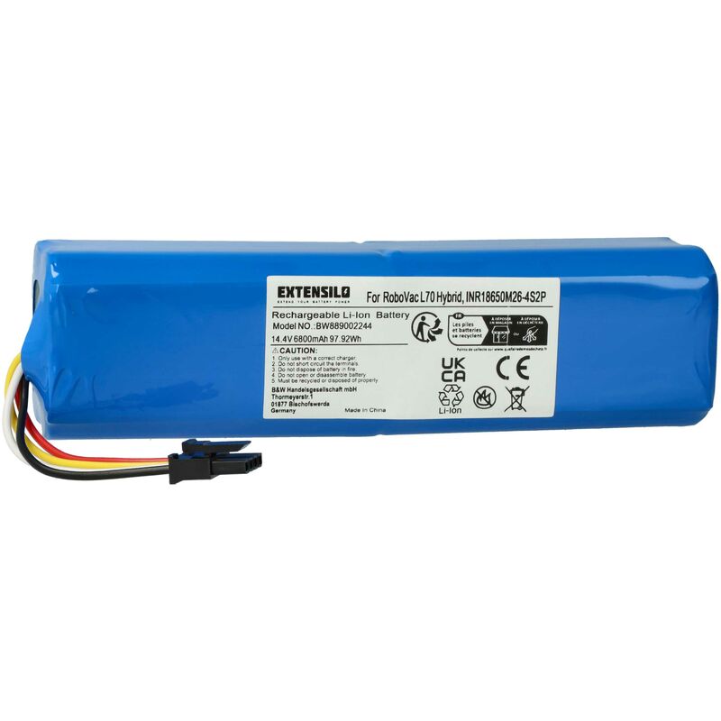 Batterie remplacement pour 360 D080-4S2P pour robot électroménager (6800mAh, 14,4V, Li-ion) - Extensilo