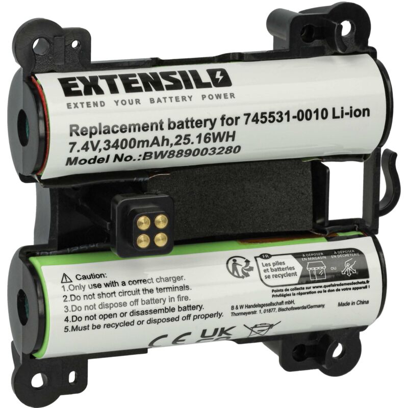 1x Batterie remplacement pour Bose 745531-0010 pour haut-parleurs, enceintes portatives (3400mAh, 7,4V, Li-ion) - Extensilo