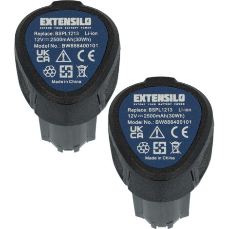 EXTENSILO 2x Akku kompatibel mit Ryobi RCD12011L, RMT12011L, RRS12011L, R12DD-L13S, R12DD-LL13S, RCD12012L Elektrowerkzeug (2500 mAh, Li-Ion, 12 V)