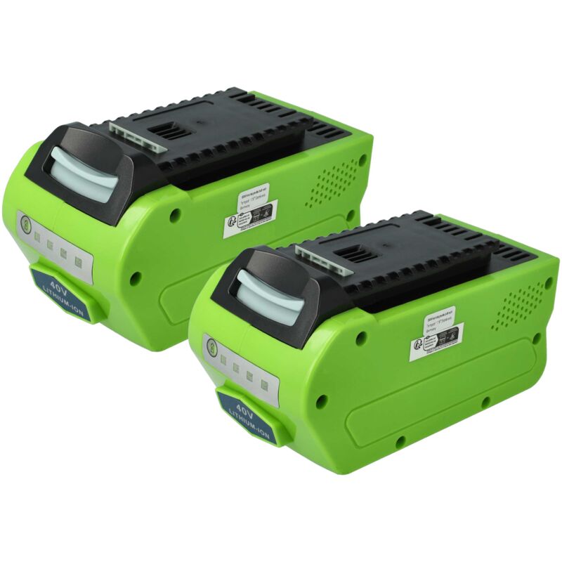 2x Batterie compatible avec Greenworks GD40LM45, GD40LM45K2X, GD40LM46SP, GD40LM45K4 outil électrique (5000 mAh, Li-ion, 40 v) - Extensilo
