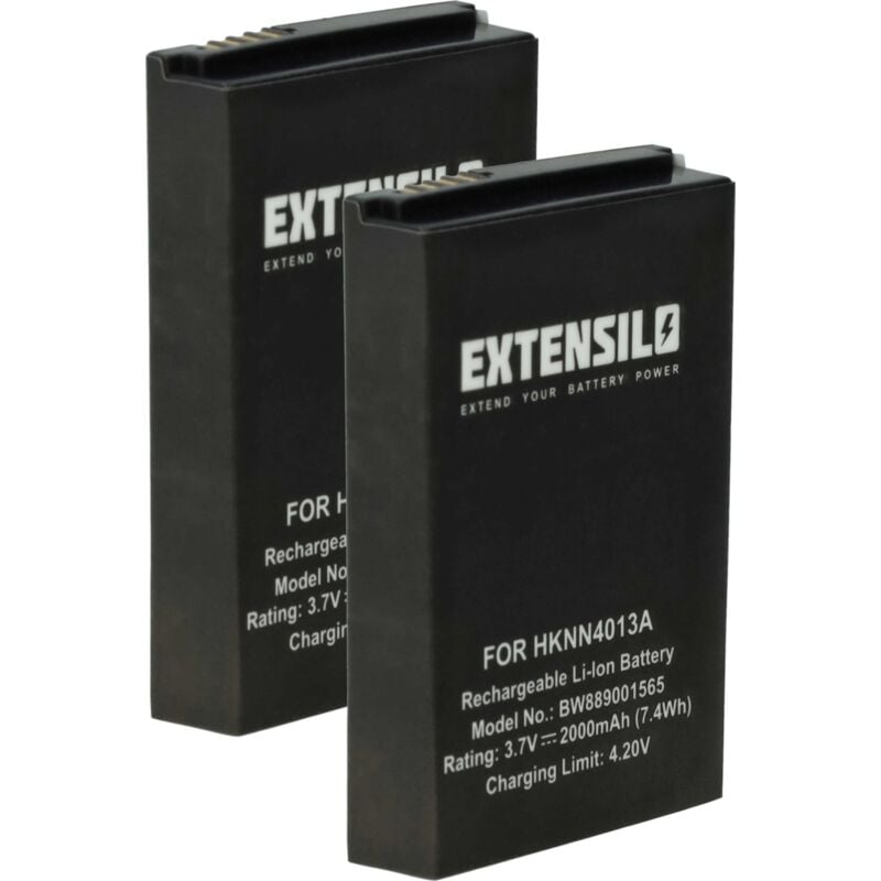Extensilo - 2x Batterie compatible avec Motorola SL1600, SL2600, SL1M, SL2K, SL2M, SL1000, SL300 radio talkie-walkie (2000mAh, 3,7V, Li-polymère)